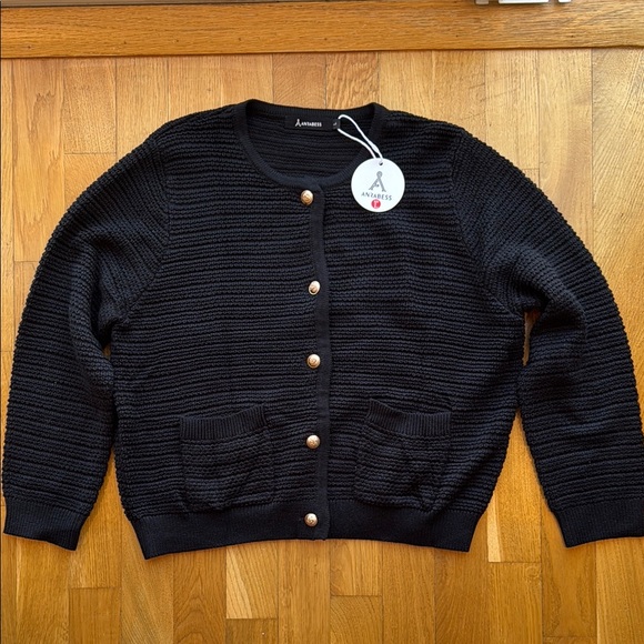 Women's Black Cardigan Sweater - Picture 1 of 2